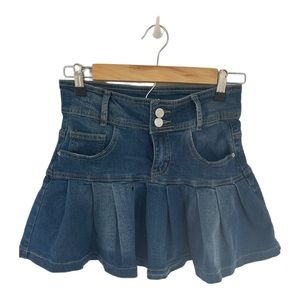 Denim Ruffled Skirt SHEIN